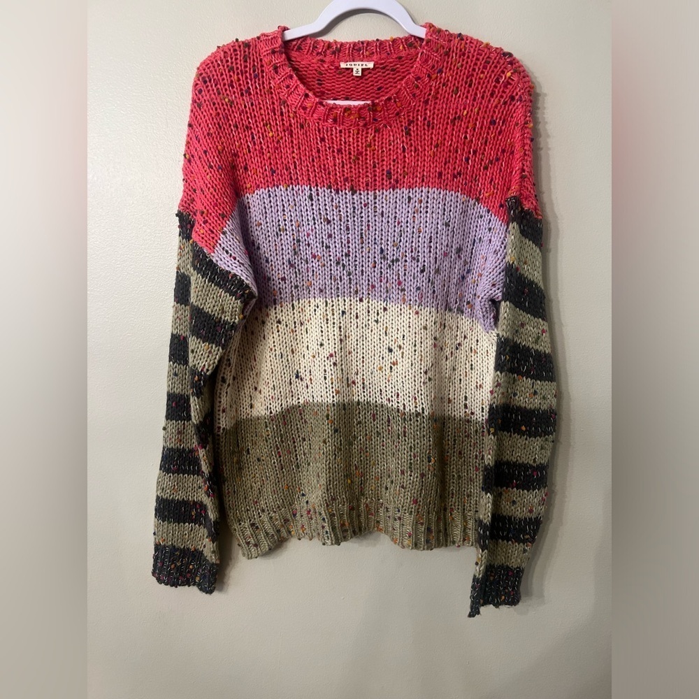 Colorful Striped Knit Sweater
Size medium